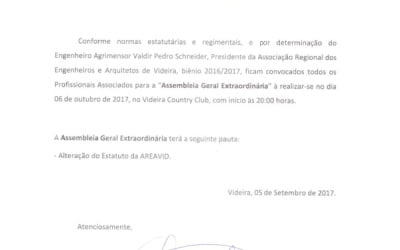 Edital de convocação Assembleia Extraordinária 06 de outubro