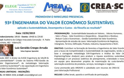 AREAVID promove curso de Engenharia de valor econômico sustentável